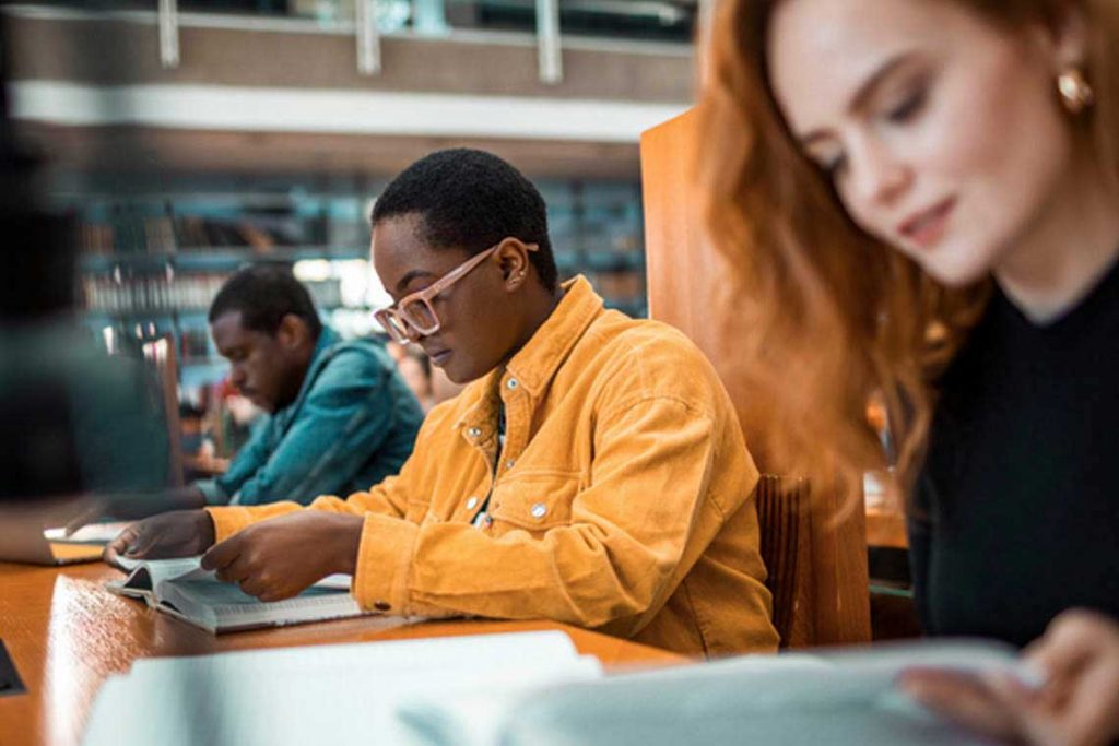 people studying in library