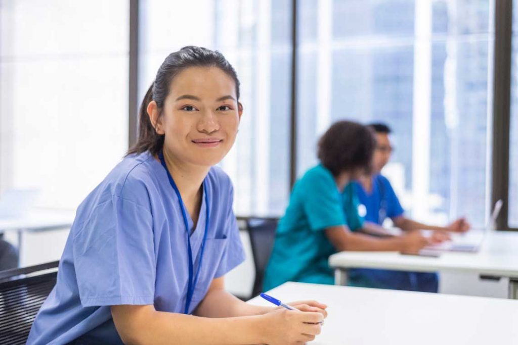 nursing student studying