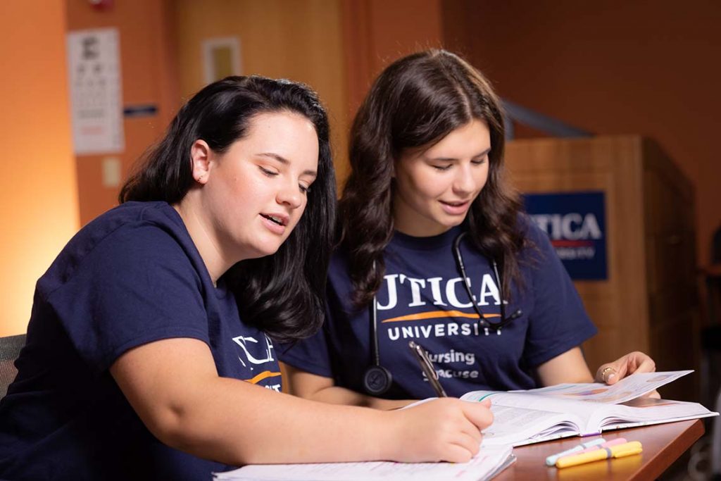 two students studying