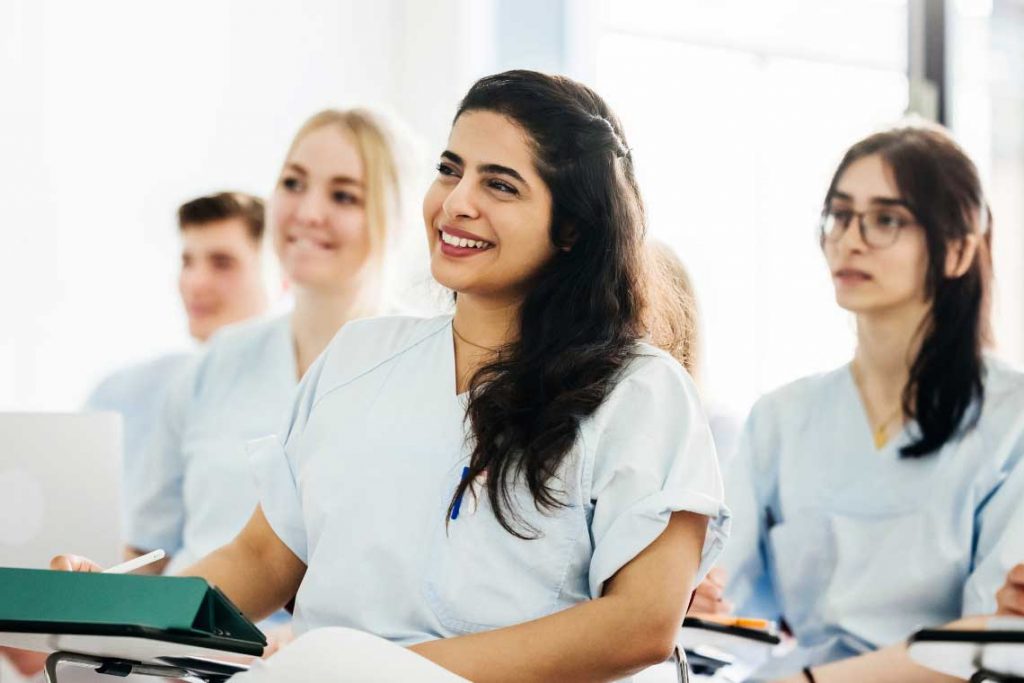 nursing students sitting in class
