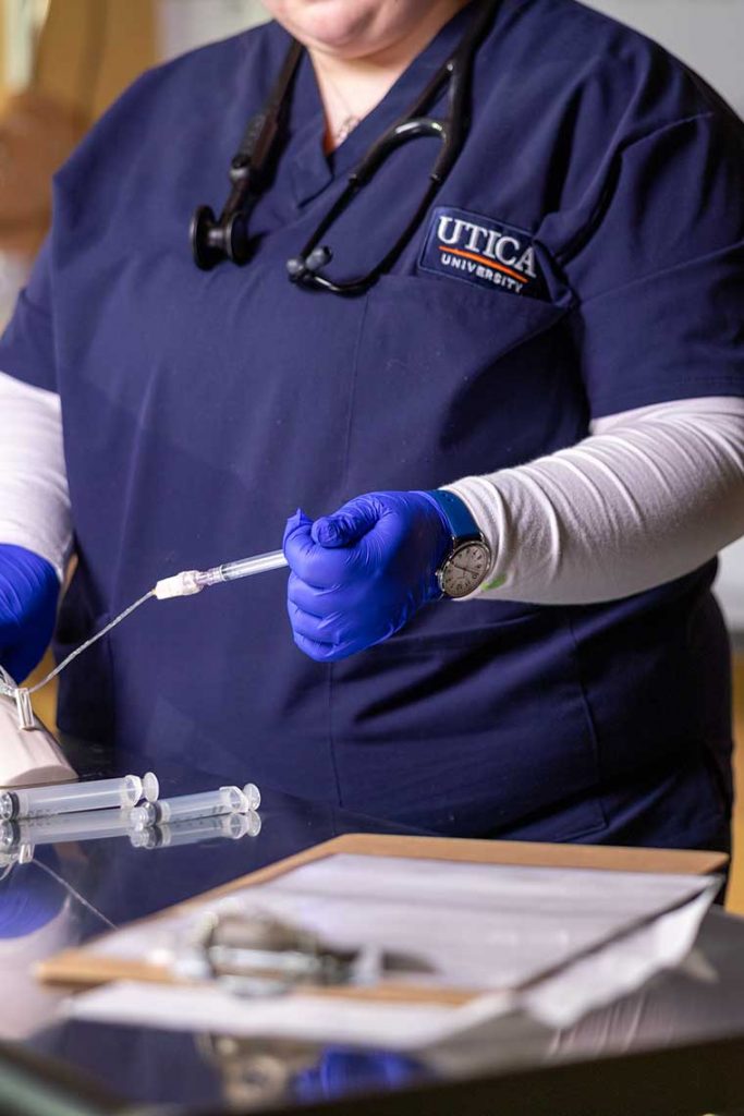 nursing student in skills lab