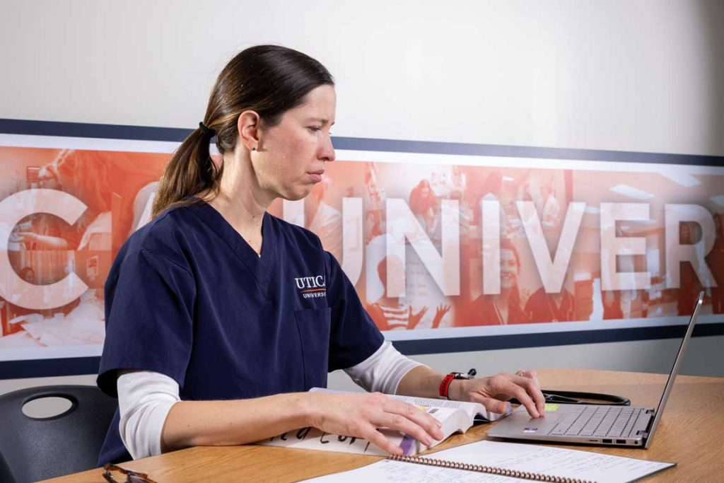 nursing student using laptop